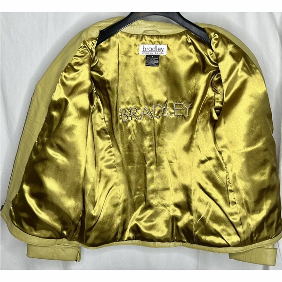 EUC genuine leather quilted lime green moto jacket size S - Picture 4 of 16